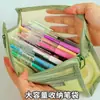 Estojo de Lápis Malha Transparente Estudante Exame Bolsa de Papelaria Estojo de Lápis Infantil Dupla Camada Tridimensional Grande Capacidade Estojo de Lápis para Meninos e Meninas