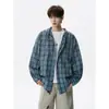 Camisa con Capucha a Cuadros de Secado Rápido para Protección Solar al Aire Libre para Hombre Verano Estilo Delgado Marca de Moda Diseño Holgado Camisa Casual de Manga Larga
