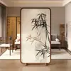 Biombo para Sala de Estar, Uso Doméstico, Madera Maciza, Oficina, Sala de Té, Dormitorio, Decoración de Bambú Estilo Zen, Pantalla de Asiento, Entrada