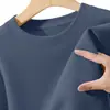 Sudadera de cuello redondo otoño invierno peso pesado con felpa interior cálida unisex casual diaria holgada versátil