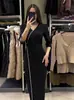 Vestido dividido de temperamento ajustado con diamantes de imitación y cuello en V de manga larga de otoño nuevo de Amazon 2023 para Europa y Estados Unidos