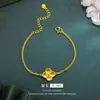 Loja de ouro com pulseira de trevo de quatro folhas e escama de dragão única, ouro vietnamita, pulseira de temperamento de alta qualidade versátil para namorada