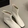 Botines de Moda Cuadrados Retro para Mujer Otoño/Invierno 2026 Nuevos Botines Delgados de Piel Suave con Cremallera Trasera Botines Cortos tipo Martin para Mujer