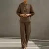 Comércio exterior transfronteiriço europeu e americano, roupas femininas, novos estilos de verão, conjunto de duas peças de calça larga solta de cor sólida casual para o dia a dia