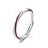 Anillos de pareja de plata pura s999 con hilo rojo, simples recubiertos de resina, modernos y versátiles, diseño de nicho, anillo de regalo para el Día de San Valentín