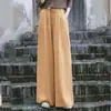 Calças de Perna Larga de Algodão e Linho, Novas Calças Casuais, Estilo Chinês Artístico, Calças Largas Drapeadas Retrô para Mulheres, Soltas e Emagrecedoras para Primavera e Verão