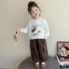 Sudadera para Niña Otoño e Invierno 2025 Nuevo Estilo Moda para Niña Forro Polar Engrosada Estampado de Leopardo Pantalones Deportivos Casuales Conjunto de Dos Piezas