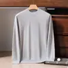 Suéter versátil de color liso con cuello redondo para hombre 10% cachemira, camiseta básica de punto de cuello semi-alto, suéter de cachemira pura, cálido negro de negocios