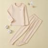 Conjunto de Roupa Térmica Infantil Sem Costura 100% Algodão para Outono e Inverno, Camada Base de Algodão Espessa e Macia para Meninos e Meninas