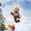 Novo pingente plano de acrílico para decoração de árvore de Natal com gato Kung Fu criativo de Natal transfronteiriço