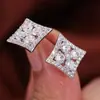 Pendientes de personalidad Square Hollow transfronterizos de metal con forma de flor de diamante, pendientes de nicho con temperamento para mujer, joyería
