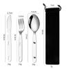 Vajilla de camping de acero inoxidable 430 de Amazon, cuchillo, tenedor y cuchara 3 en 1, disponible para viajes, camping, vajilla portátil para exteriores.