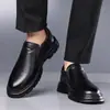 Al por mayor Zapatos de Cuero para Hombre de Cuero Vacuno de Primera Capa, Zapatos de Cuero Genuino Transpirables, Zapatos de Cuero Slip-On para Negocios Casuales, Zapatos de Cuero con Suela Gruesa y Puntera Ancha