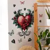 Pegatinas de Pared Estilo Día de San Valentín Transfronterizas con Hojas Verdes y Corazones Rojos para Dormitorio, Sala de Estar, Pared de Fondo de Entrada, Autoadhesivas y Removibles de PVC
