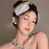 Negro Blanco Blanco Cisne Pluma Tocado Pasador Novia Boda Pin Accesorios para el Cabello Boda Dama de Honor Halloween