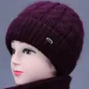Gorro de invierno para mujer de mediana edad y ancianas, forrado de polar, cálido, gorro de lana tejido, adecuado para madres, abuelas y mujeres mayores, gorro de algodón estilo pullover