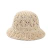 Chapéu de pescador coreano feito à mão, de malha, oco, de cor sólida, outono e inverno, chapéu de bacia, cabeça grande, rosto, pequeno, chapéu de balde, moderno