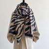Bufanda Cálida de Cachemira para Mujer Otoño e Invierno Elementos de Patrón de Cebra Moda Combinable Elegante Longitud Media Chal Bufanda para Aire Acondicionado