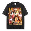 Camiseta de manga corta con estampado retro de estilo americano transfronterizo, lavada, de manga larga, cuello redondo, holgada, informal, con capucha para hombre