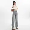 Jeans de Pierna Ancha de Cintura Alta Azul Claro para Mujer 2025 Nuevo Diseño de Primavera y Verano Pantalones Rectos Adelgazantes Versátiles