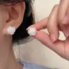 Brincos de Camélia Branca com Argola Prata para Mulheres, Elegantes e Delicados, Estilo Coreano, Frescos e Simples, Modernos e Versáteis, Pino de Prata