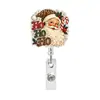 Porta credencial retráctil navideño con cordón, Papá Noel, Reno, Clip retráctil para credencial de acrílico, Porta identificación de oficina para personal médico
