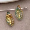 Cuentas Espaciadoras de Vidrio Vintage Multicolor con Hoja Pintada en Oro Colgante Llavero DIY Hecho a Mano Accesorios de Joyería con Cuentas