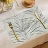 Nuevo Producto Ins Tela Retro con Hojas Mantel Individual Salón de Té Cafetería Esterilla Aislante Decorativa Mesa Aislante Mantel Individual Venta al por Mayor
