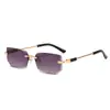 Nuevas Gafas de Sol de Moda Sin Montura Gafas de Sol Europeas y Americanas de Borde Cortado a la Moda Gafas de Sol Personalizadas de Color Gelatina Gafas de Sol Sin Montura