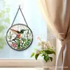 Colgante de Vidrio de Colores Colibrí Lirio Adorno de Vidrio para el Hogar Decoración de Ventana Atrapasoles para el Jardín