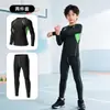 Camisa de basquete infantil, conjunto de treino justo de segunda pele, roupas de ginástica para outono e inverno, traje esportivo de futebol para treinamento físico para meninos atacado