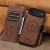 Funda de piel para teléfono plegable Iphone18Promax con ranura para tarjeta, succión magnética, soporte de carga inalámbrica dos en uno