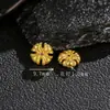 Plata S925 Chapada en Oro Dorado Antiguo Trébol de Cuatro Hojas Accesorio Pequeño DIY Diseño Original Moderno Versátil Accesorio Pequeño