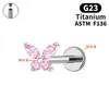 Aleación de Titanio G23 Mariposa Labio Uña Interna Diente Oreja Hueso Uña Simple Accesible Lujo Varilla Roscada Uña de Cóclea Arete para Oreja de Niña Perforación