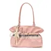 Bolso de Hombro Único con Bordado de Cielo Estrellado Rosa para Mujer Bolso Tote de Mano de Alto Valor Estilo Coreano con Ribete de Encaje Bolso para el Trayecto Diario de Estudiantes