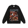 Camiseta de manga larga lavada y desgastada con estampado de estrella de baloncesto retro de hip hop estadounidense, camiseta informal de manga corta de moda para hombres y mujeres.