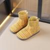 9923 Calçados Infantis 2025 Verão Novo Estilo Coreano Meninas Retro Esculpido Vazado Botas Romanas Altas Sapatos de Princesa Sapatos da Moda