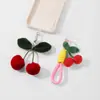 Explosiones transfronterizas moda coreana exquisita crochet a mano color cereza simulación cuerda de combinación llavero colgante para teléfono móvil