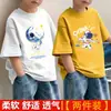 Camiseta de manga corta de algodón puro para niños, top estampado de moda para verano, camisa casual fina de cuello redondo para niños mayores