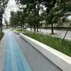 Banco Largo Personalizado de UHPC Hormigón de Ultra Alto Rendimiento Estilo Mismo Exterior Taburete de Cemento Ultradelgado Silla de Ocio Personalizado