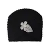Gorro de Punto Floral con Pedrería Estilo Europeo y Americano, Gorro de Lana Transfronterizo, Gorro de Lana con Patrón de Hojas, Gorro Cálido para Proteger los Oídos