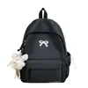 Mochila Estilo Japonés Fresca y Linda para Estudiantes Niñas, con Bordado y Moño, Color Sólido Elegante Mochila de Viaje