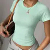 Camiseta de Verano para Correr de Manga Corta, Secado Rápido, para Mujer, Ajustada, Top de Yoga, Ropa de Entrenamiento Pilates Fitness Yoga