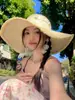 Sombrero de Playa de Paja Raffia Estilo Francés de Ala Ancha Sombrero de Protección Solar para Vacaciones en la Costa 2026 Nuevo Diseño Hueco Sombrero de Paja Parasol para Mujer