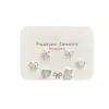 Set de Aretes de Tachuela de Oso Dorados con Goteo de Aceite Estilo Coreano de Moda para Mujer Versátiles Dulces Lindos Exquisitos Aretes de Moño con Incrustaciones de Diamantes