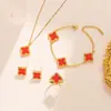 Novo Conjunto Coreano Japonês Flor de Lis com Diamantes Melhores Amigos Moda Estilo Levemente Luxuoso Conjunto de Quatro Peças Venda Quente Transfronteiriça Joias Atacado
