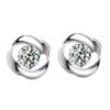 Nuevos Pendientes Giratorios de Plata de Ley S925 Estilo Coreano Pendientes Flor de Rosa Elegante Moda Joyería de Gama Alta Circonita Púrpura