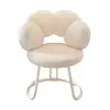 Banqueta Giratória para Penteadeira para Uso Doméstico, Estilo Simples, Cadeira de Maquiagem para Quarto de Menina, Tecido Vazado em Forma de Pétala, Banqueta Giratória para Manicure