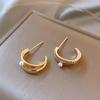 Aretes de Aro C para Mujer, Aretes de Perla, Nuevos Aretes de Moda 2022, Diseño de Nicho, Aretes de Estilo Frío
