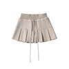 Falda plisada de cintura alta estilo deportivo americano para chica sexy Falda para mujer Otoño Nueva con cordón ajustable Combinación con todo Casual Línea A Falda corta